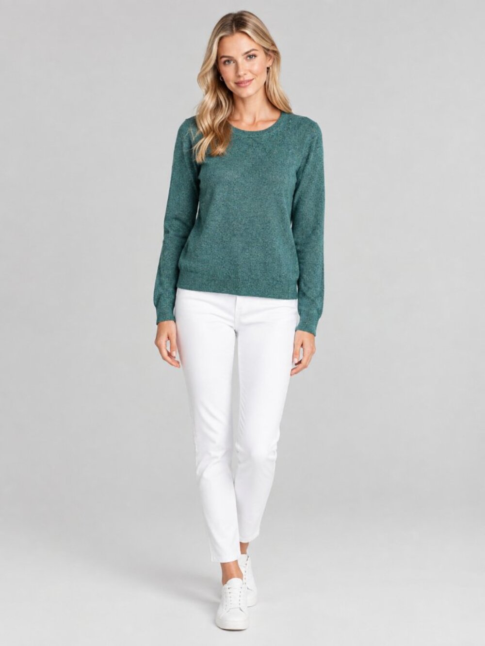 NWT TAHARI Pure Luxe Cashmere Crew Neck Sweater Forest Green Small #A4741